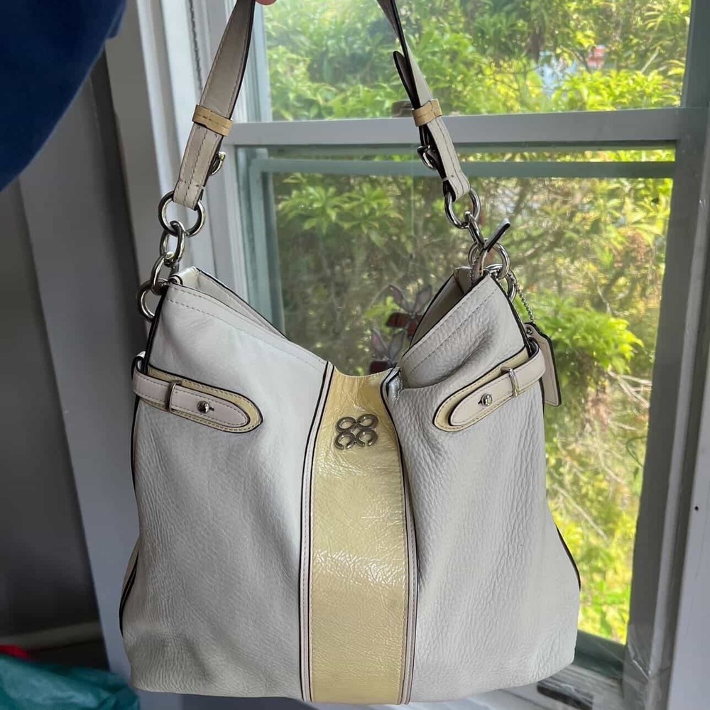 Coach Penelope Cream Yellow Pebbled Leather Hobo Shoulder Bag 16457